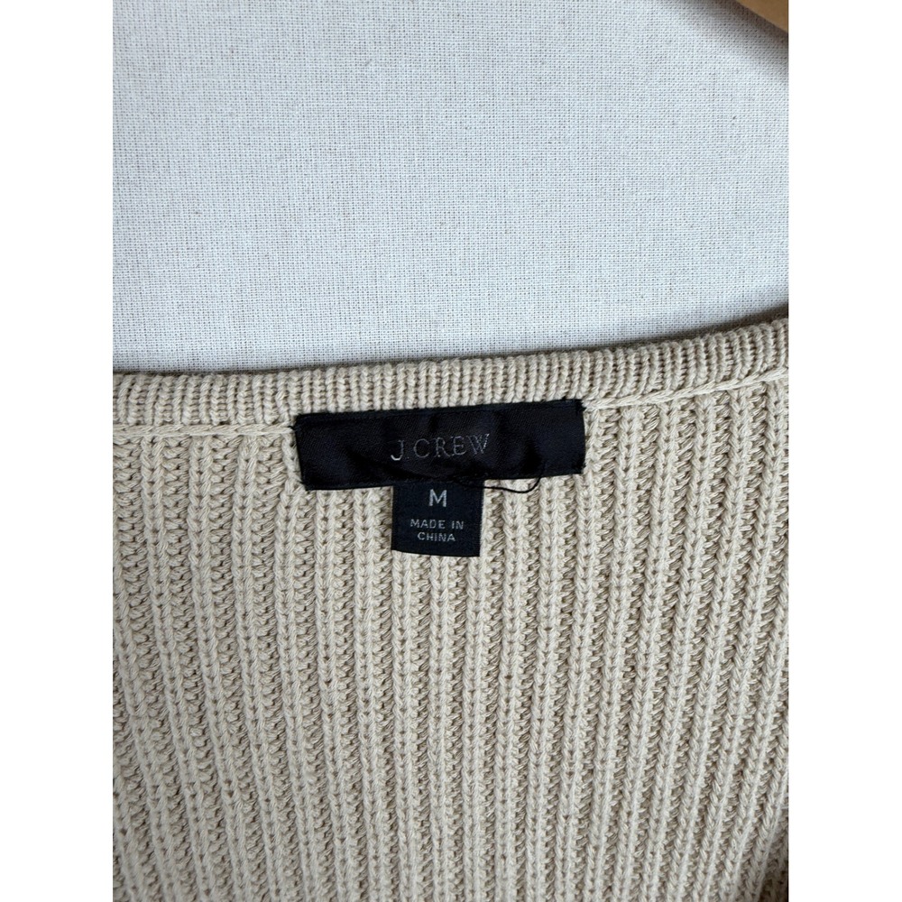 J. Crew Womens Ribbed V Neck Beach Sweater Size Medium Beige - Picture 4 of 7